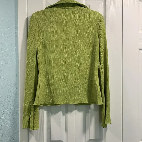 Green SHEIN Collared Long Sleeve Blouse - Picture 4 of 7